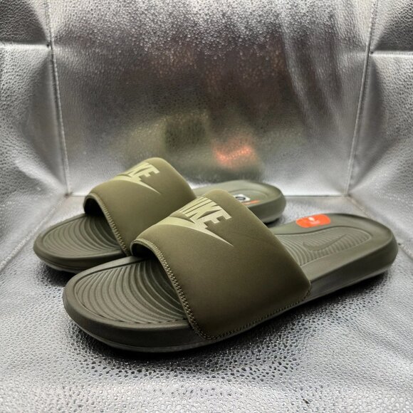 Size 11 Nike Victori One Womens Army Green Slip On Slide Sandals FQ7416-200 - Picture 6 of 10